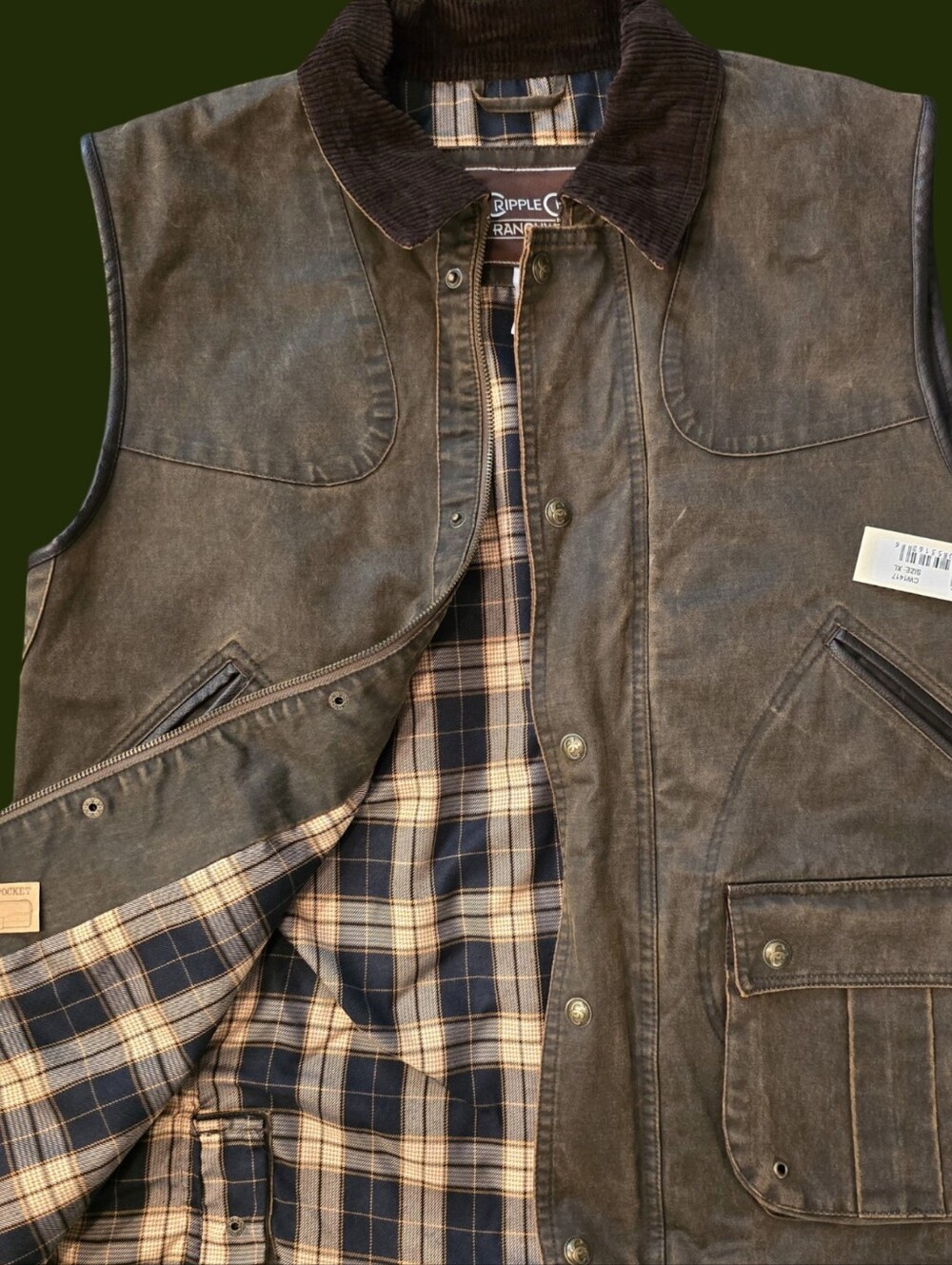 Ripple Creek Ranchwear Enzyme Washed  canvas shooting/hunting vest NWT